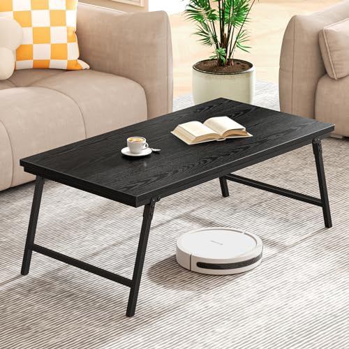 Folding Coffee Table, Leg Latches Portable Sturdy Floor Table Desk for Sitting on The Floor, No Assembly Low Coffee Table for Living Room, Home, Offic