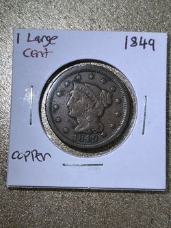 1849 US Large Cent Copper Coin