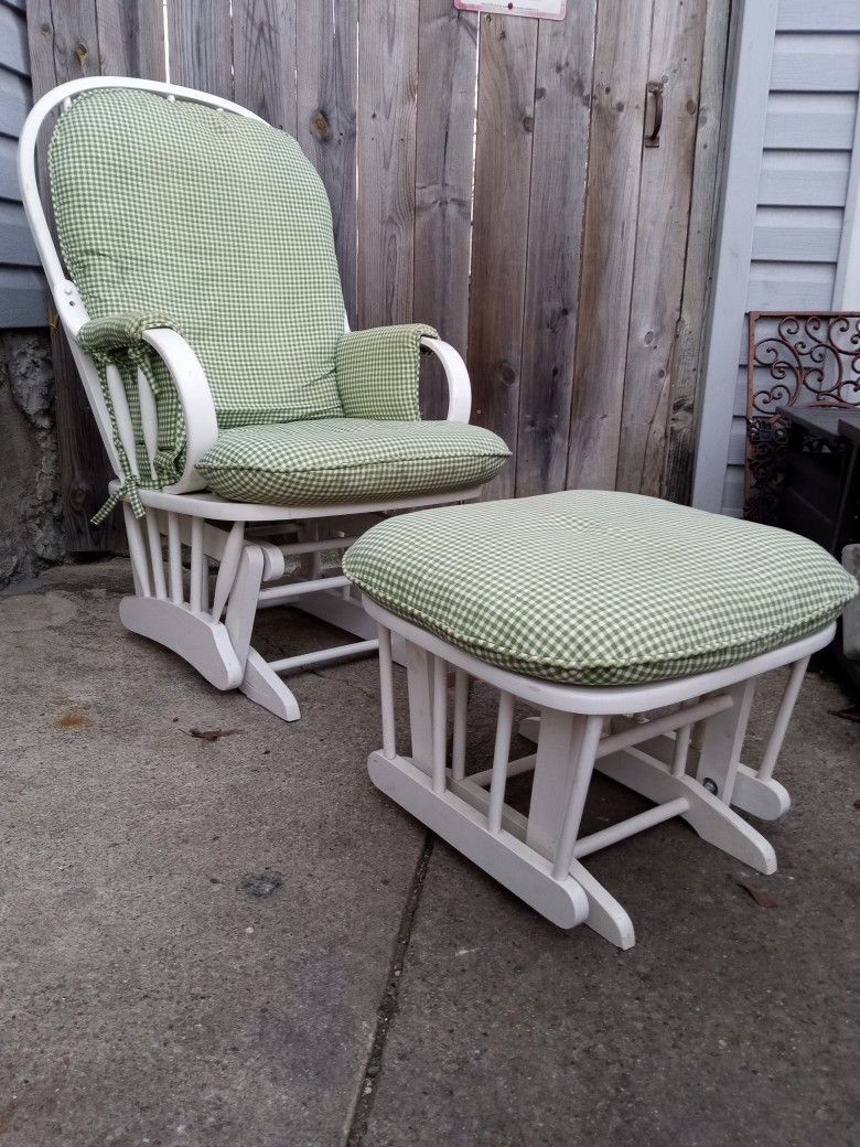 Rocking Glider Chair With Ottoman And Cushions