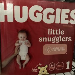 Box of Huggies diapers 