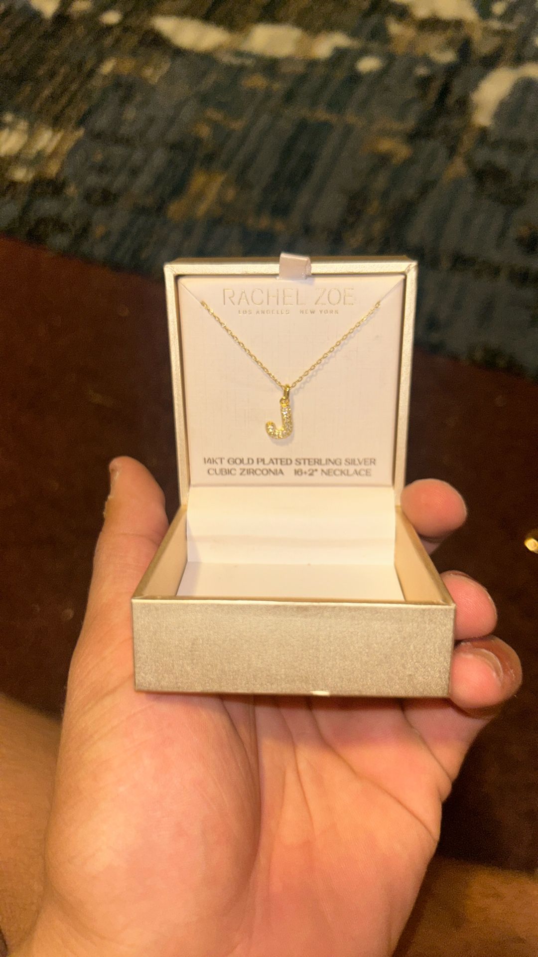 14KT GOLD PLATED STERLING SILVER CUBIC ZIRCONIA 16+2" NECKLACE