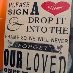 Wooden Sign For Guest Book Heart Drop
