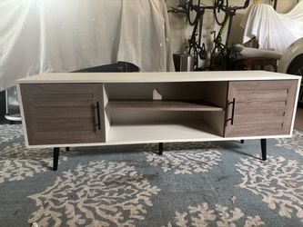 Two-Tone Wood TV Stand with Cabinet