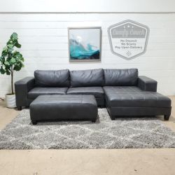 🛋️Gray Faux Leather Sectional Sofa w/ Ottoman(Delivery Available!! )