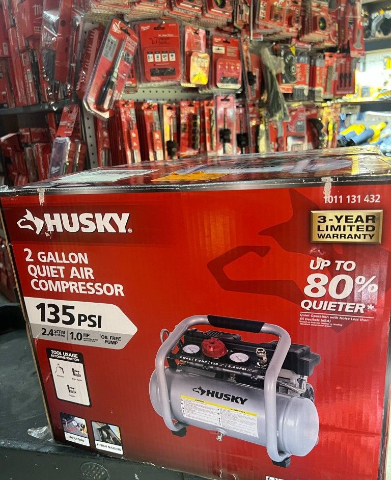 Husky 2 Gallon Quiet Air Compressor 135PSI