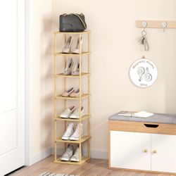 7 Tier Bamboo Shoes Rack Shelves Storage Organizer Size Length 11", Width 10", Height 45" New Condition