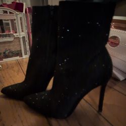 Black Sparklers Boots Heels 