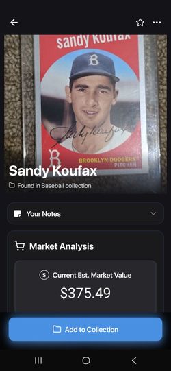 Rare Sandy koufax card