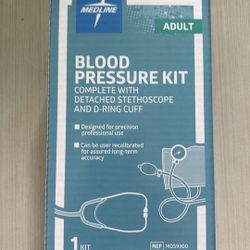 New Medline Adult Pressure Kit With Stethoscope And D-ring Cuff 