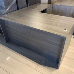 Gray Desk L Shape With Drawers 60”x66” 