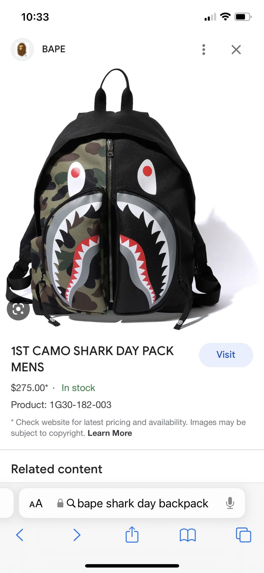 Buy BAPE 1st Camo Shark Daypack 'Yellow' - 1H30 182 003 YELLOW