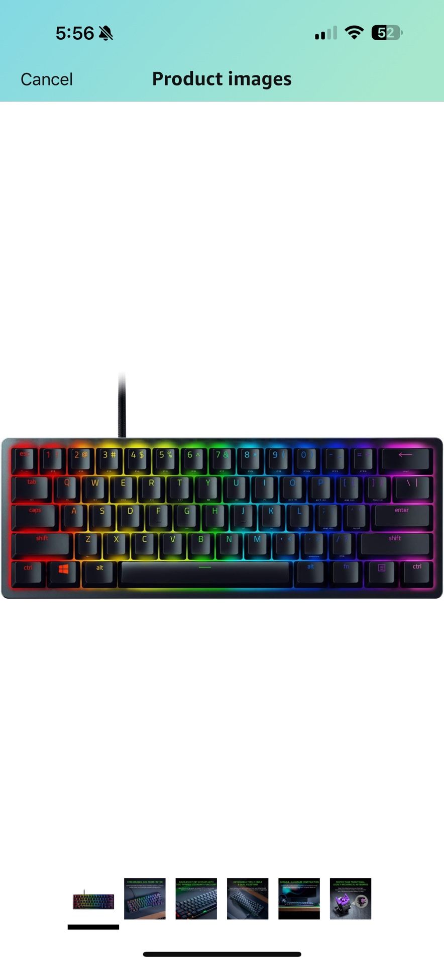 Razer Huntsman Mini 60% Gaming Keyboard: Clicky Optical Switches - Rapid Trigger Mode - Chroma RGB Lighting - PBT Keycaps - Onboard Memory - Snap Tap