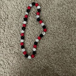Red White And Black Baseball Necklace