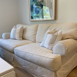 Off White Slipcovered Couch