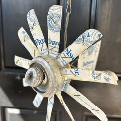 Vintage, Budweiser, Beer Can, Windmill, Folk Art, Hanging Decor. Weathered Aged Fainting Rusty Handcrafted Unique Garden Art 