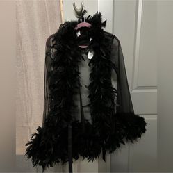 Shirley of Hollywood Black Feathered Robe