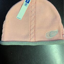 Pink and gray knit skullcap