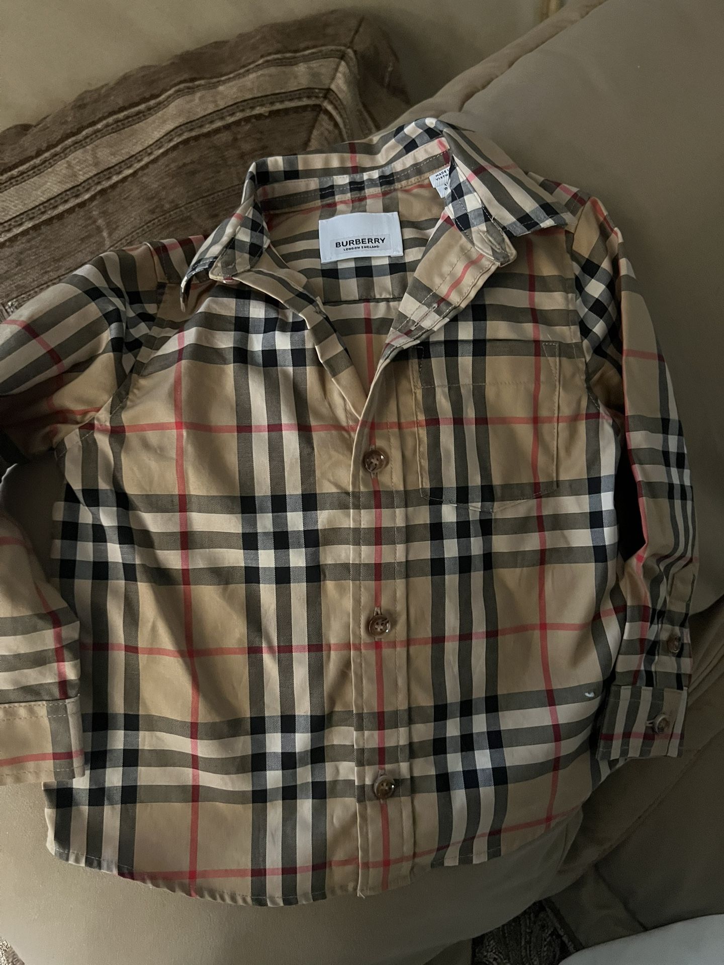 New Authentic Burberry Baby Shirt Size 12 Months But Runs Small So 6-9 Months Only Washed But Never Used
