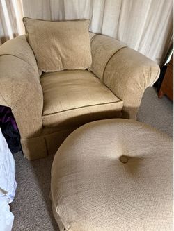 Chair, ottoman set. Custom-made; used.