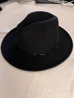 Women Black Cowgirl Flat brim hat  