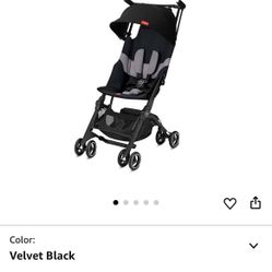 gb Pockit+ All-Terrain, Ultra Compact Lightweight Travel Stroller with Canopy and Reclining Seat in Velvet Black