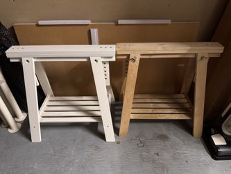 IKEA FINNVARD Trestle Legs - Set of 2 (White + Natural Wood)