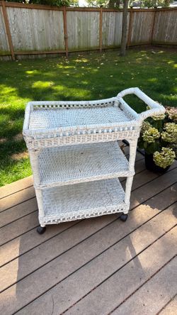 Wicker bar cart