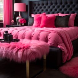 BLACK LEATHER BED 🖤🖤 upholstered - TALL HEADBOARD 🖤🖤