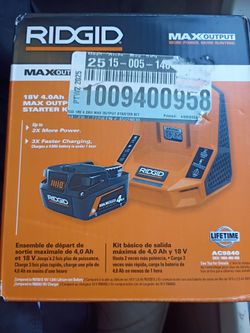 Rigid 18V 4.0 AH Max Output starter kit