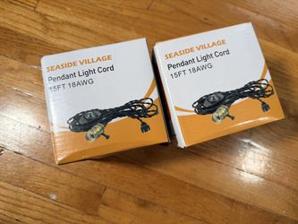 Seaside Village 15FT Pendant Light Cord 18AWG Dimmable Vintage Cloth Cord Lot of 2
