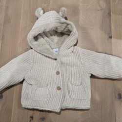 3-6 mth Baby Gap. Fur-lined coat