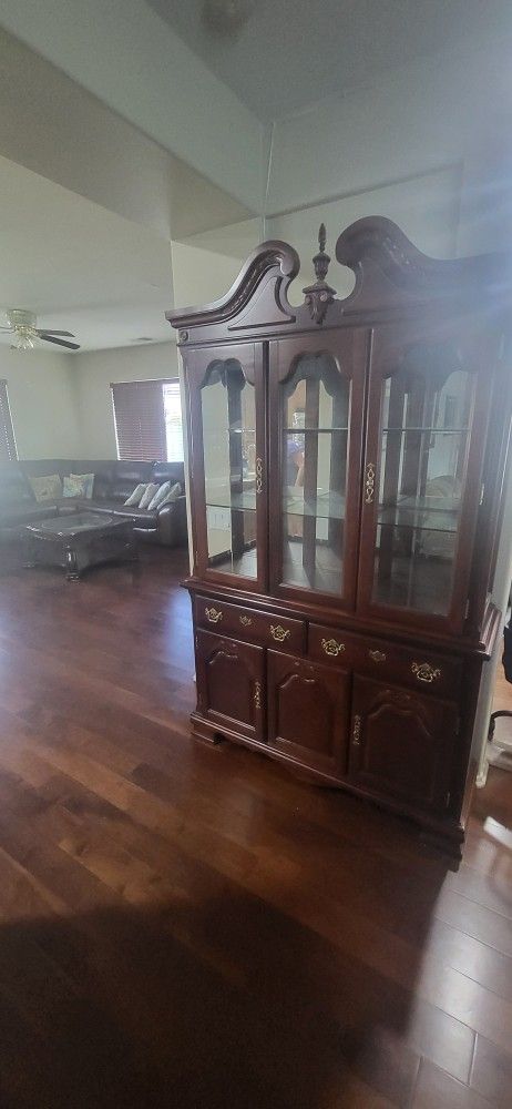 Two Piece Hutch W/glass Shelving
