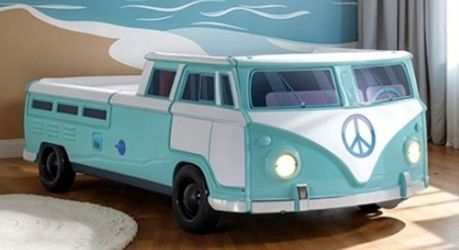 Brand New Teal VW Bus Design Twin Size Bed Frame
