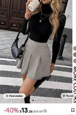 Women's Plaid Ruched Zipper Closure Casual Commuter Minimalist School Korean Style Fitt
