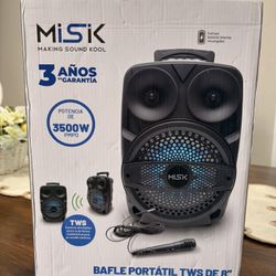 MiSK 8” Bluetooth Speaker (3500W) w/ LED Lights + Mic | TWS Stereo | USB/FM