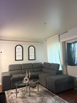 Gray Fabric Sectional Sofa with Chaise