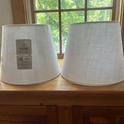 2 White Linen Lampshades 