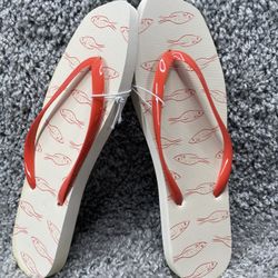 Women’s Sandals Orange & Cream Size 10 New With Tags