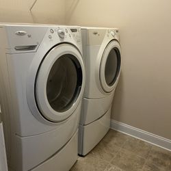 Washer and dryer set the dryer is gas 