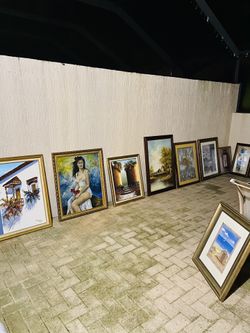 LOTS OF ORIGINAL PAINTINGS - Spanish Painters - Wall Art Decor Pictures Antique Frames metal wood