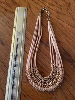 Multi layered gold and tan toned chain necklace