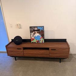 Visionary 71 in. Walnut Wood TV Stand Fits TVs Up to 71 in. with Storage Doors