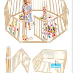 Foldable Wooden Baby Playpen Large Play Yard for Babies