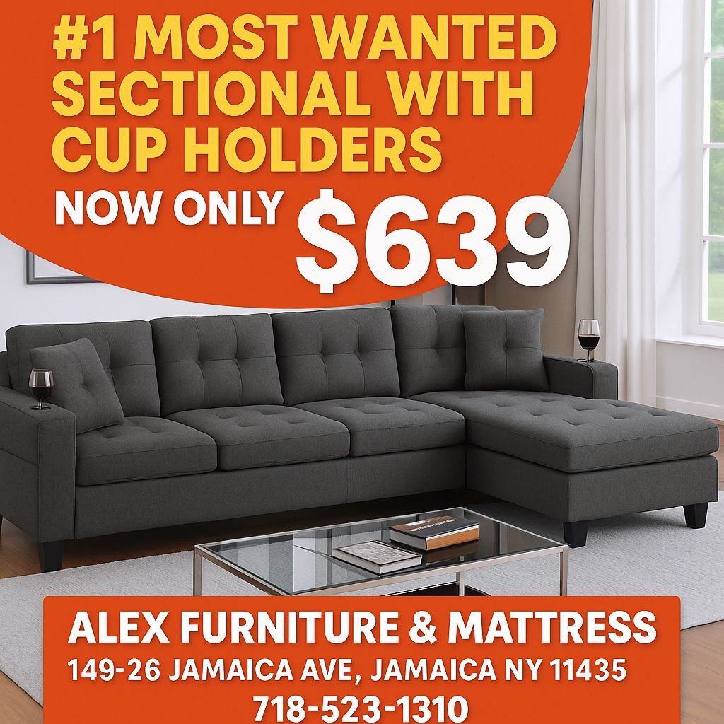 Donβt Miss Out!! #1 Most Wanted Sectional of 2025 β now with built-in cup holders With Huge Price Drop!!!