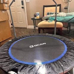 BCAN 48" Foldable Mini Trampoline, Rebounder Trampoline for Adults, BLUE