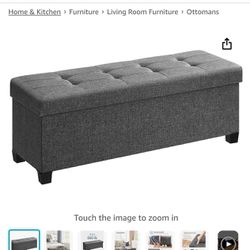 New foldable storage ottoman bench gray