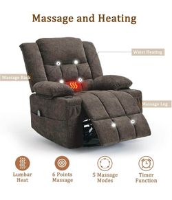 New-Korser 360° Swivel Rocker Recliner for Adults, Nursery Glider Recliner with Massage and Heating, Rocking Chair with Cup Holder, Manual Recliner Ch