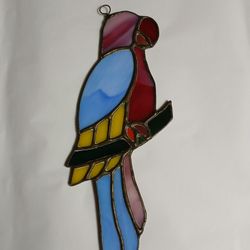 Vintage Stained Glass Parrot /Macaw Ornament For Window