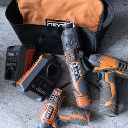 Ridged 12v Set 3 Tools 3 Batteries 2 Chargers