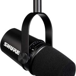 Shure MV7 USB Microphone for Podcasting, Recording, Live Streaming & Gaming, Built-in Headphone Output, All Metal USB/XLR Dynamic Mic, Voice-Isolating